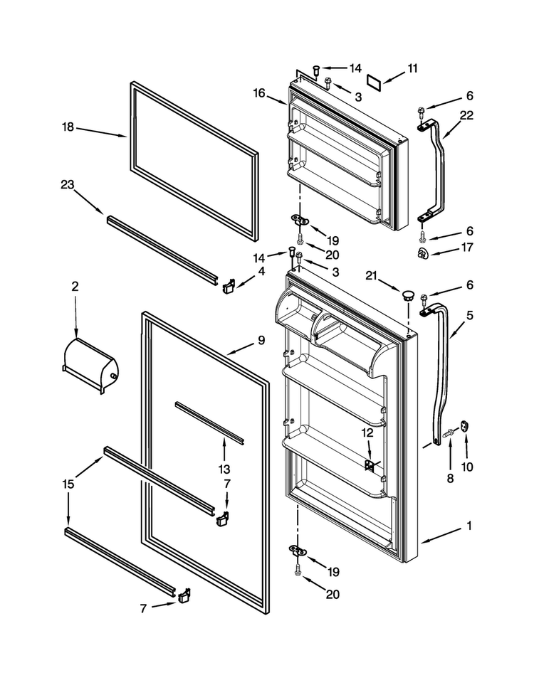 Door Parts Diagram and Parts List for A8TXNGFBW01  Amana Refrigerator