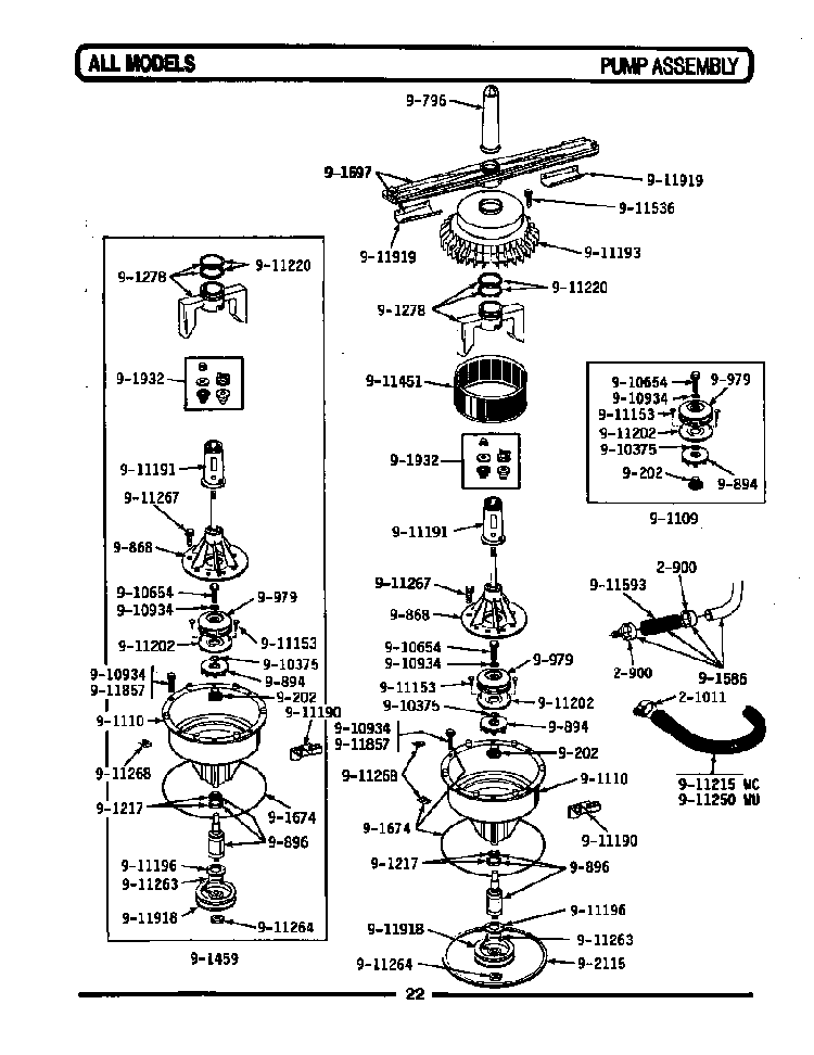 Pump Assembly Diagram and Parts List for WC482  Maytag Dishwasher