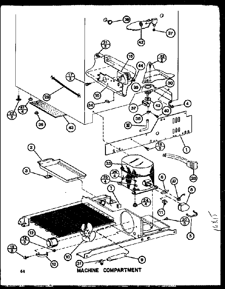 Machine Compartment Diagram and Parts List for IMP2800A-P77314-1W  Amana Refrigerator