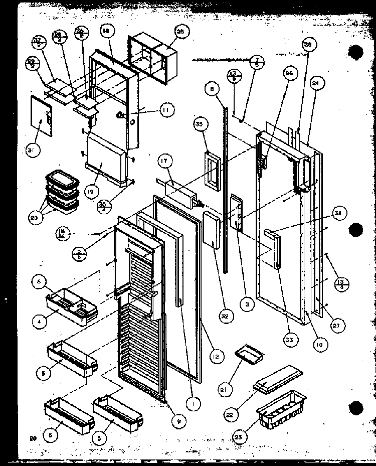 Refrigerator Door Diagram and Parts List for SZDE27MPL-P1124403WL  Amana Refrigerator