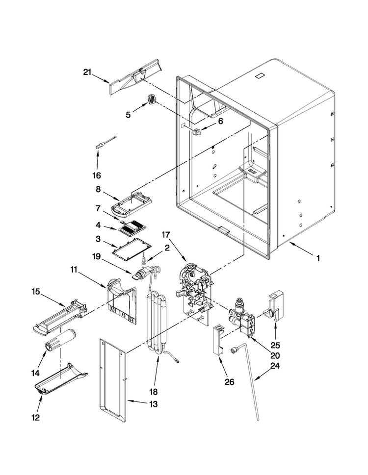 Refrigerator Liner Parts Diagram and Parts List for MFX2571XEM1  Maytag Refrigerator