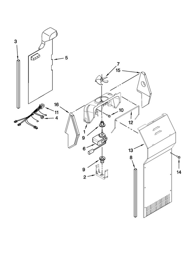 Air Flow Parts Diagram and Parts List for MSD2573VEW00  Maytag Refrigerator