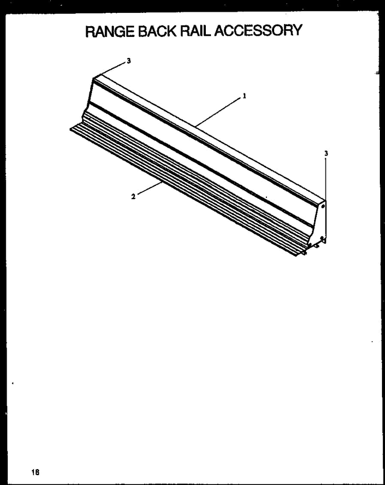 Range Back Rail Accessory Diagram and Parts List for XST209-2W P1133345NW Amana Range