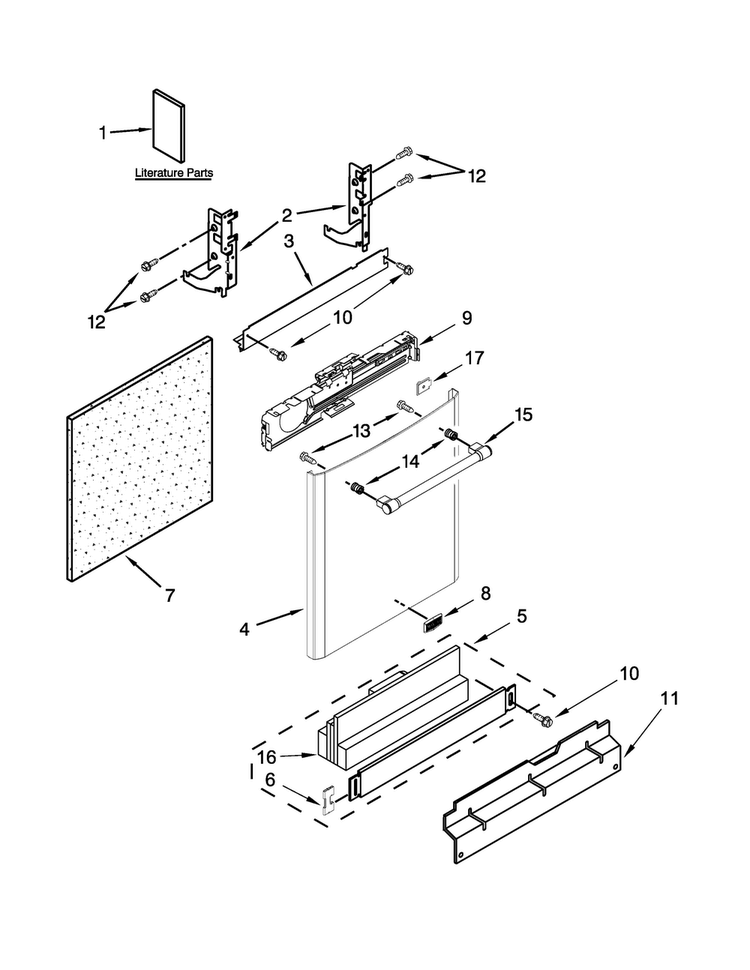 Door And Panel Parts Diagram and Parts List for MDB8979SEZ1  Maytag Dishwasher