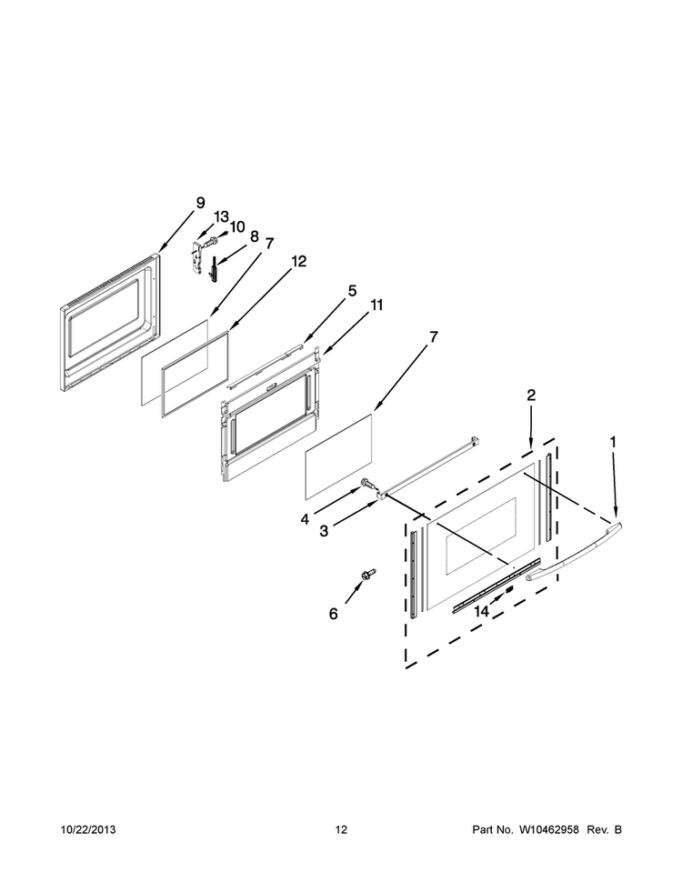 Lower Door Parts Diagram and Parts List for MET8775XW01  Maytag Range