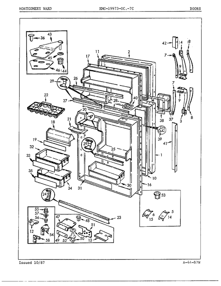 Doors/misc Diagram and Parts List for 19973C  Admiral Refrigerator
