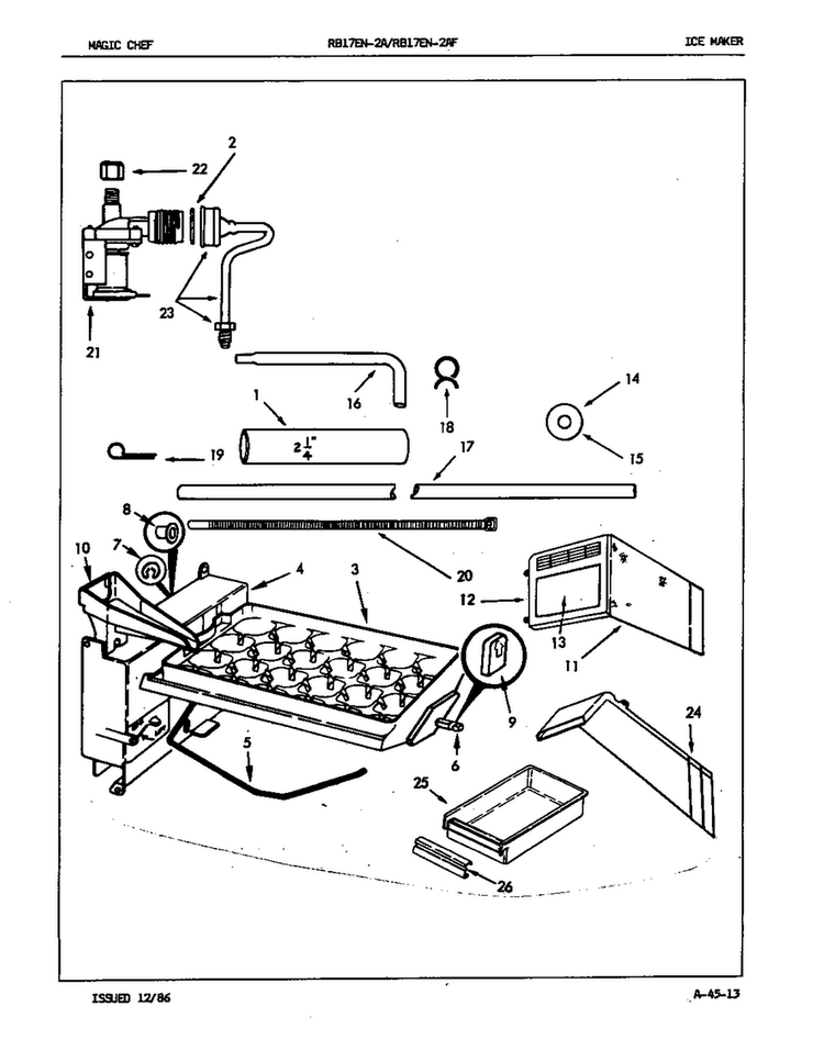 Ice Maker Diagram and Parts List for RB17EA-2AF 7C06A Magic Chef Refrigerator