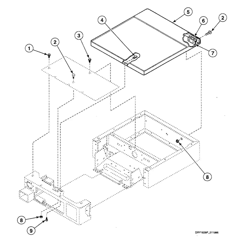 Cabinet Top Diagram and Parts List for SSE717LF  Speed Queen Dryer