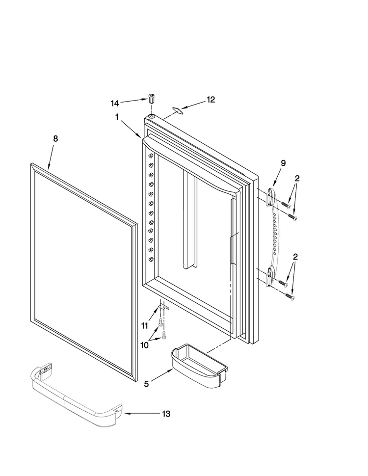 Refrigerator Door Parts Diagram and Parts List for MBF1952VEW1  Maytag Refrigerator