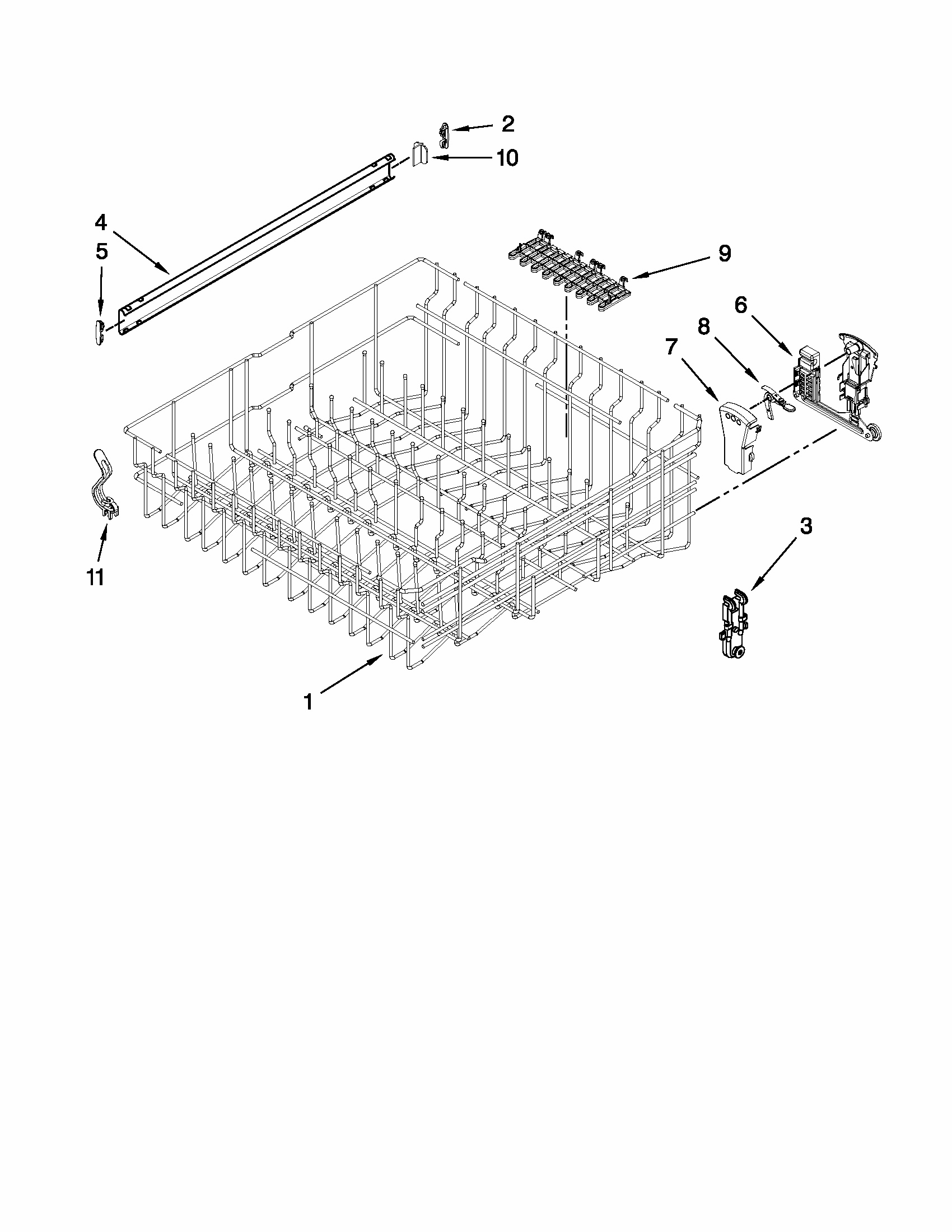 Upper Rack And Track Parts Diagram and Parts List for MDB8949SAB0  Maytag Dishwasher