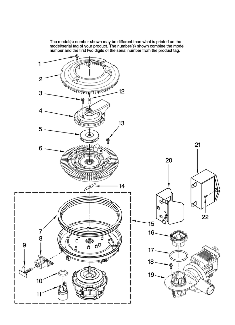 Pump And Motor Parts Diagram and Parts List for JDB1255AWB41  Jenn-Air Dishwasher