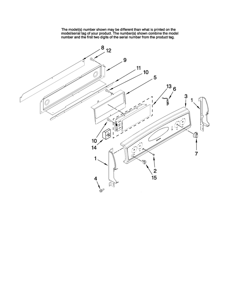 Control Panel Parts Diagram and Parts List for MER6875BAF17  Maytag Range