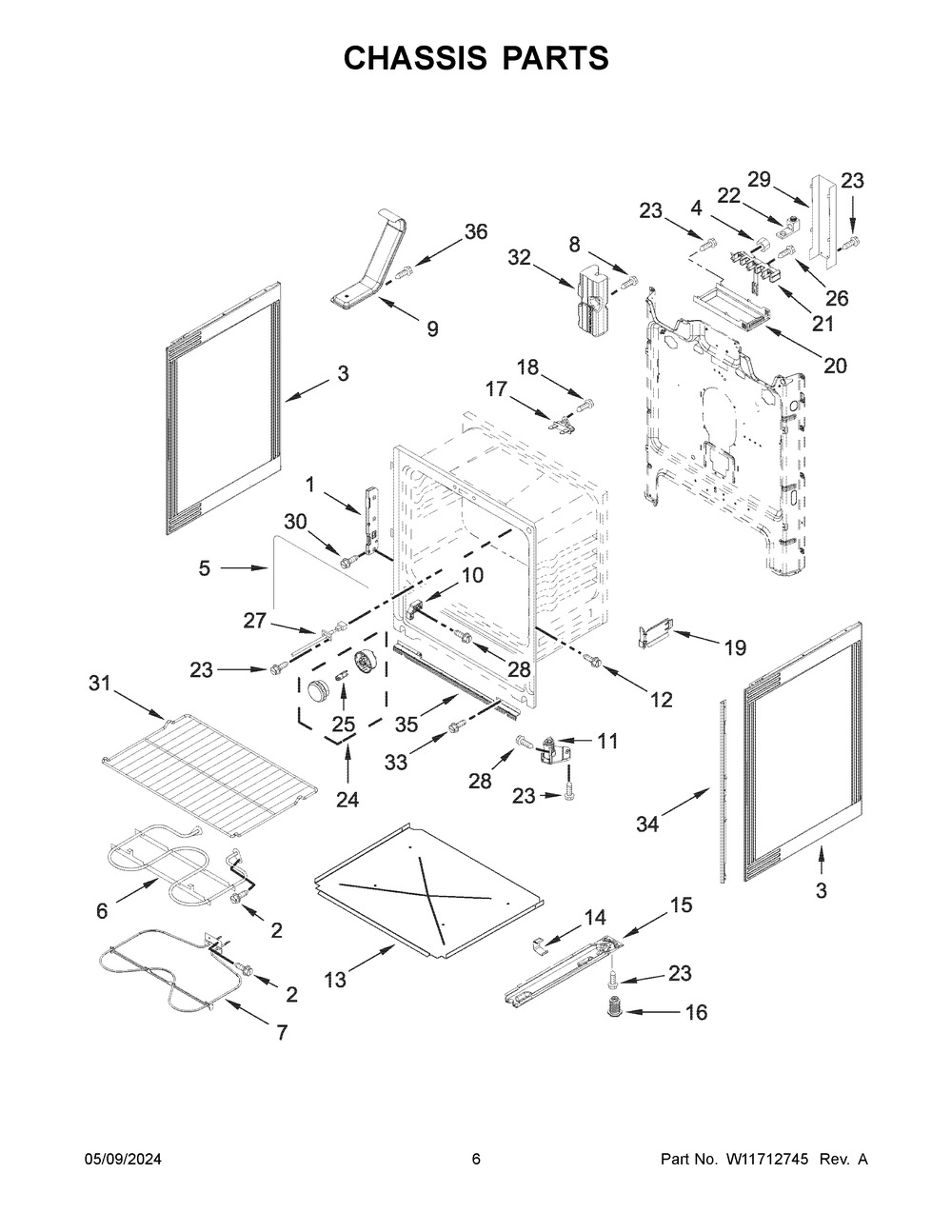 Chassis Parts Diagram and Parts List for MER4600LS3  Maytag Range