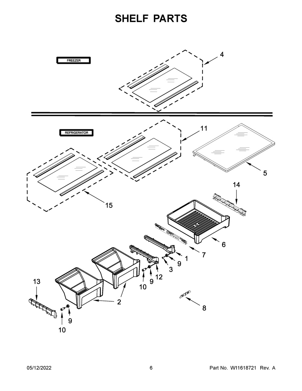 Shelf Parts Diagram and Parts List for MRT118FFFH08  Maytag Refrigerator