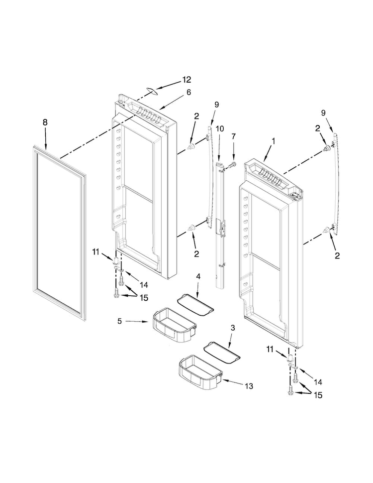 Refrigerator Door Parts Diagram and Parts List for JFC2290REM00  Jenn-Air Refrigerator