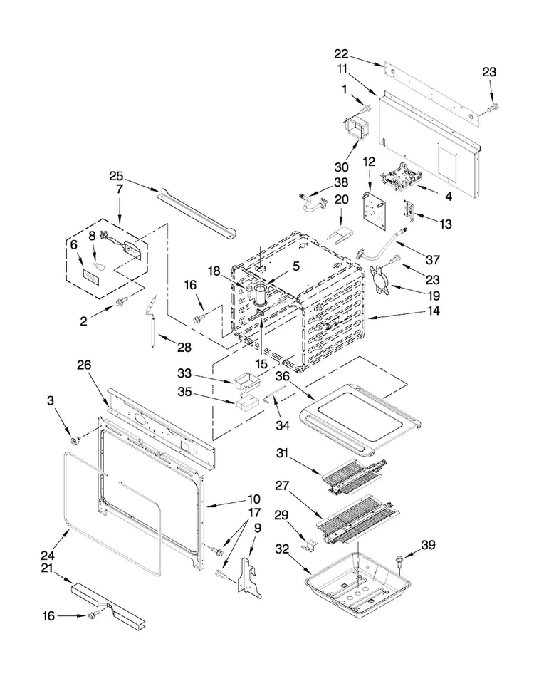 Oven Parts Diagram and Parts List for JGRP430WP01  Jenn-Air Range