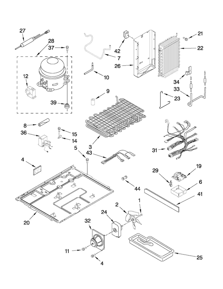 Unit Parts Diagram and Parts List for JCD2595WES01  Jenn-Air Refrigerator
