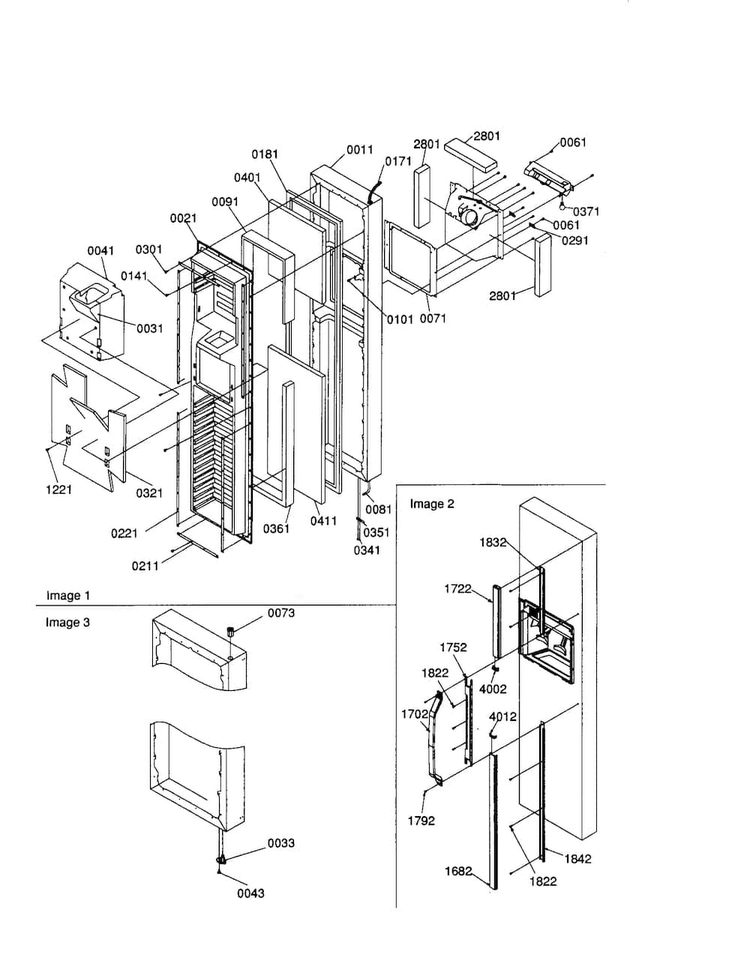 Freezer Door Diagram and Parts List for SXD22S2L-P1303512WL  Amana Refrigerator