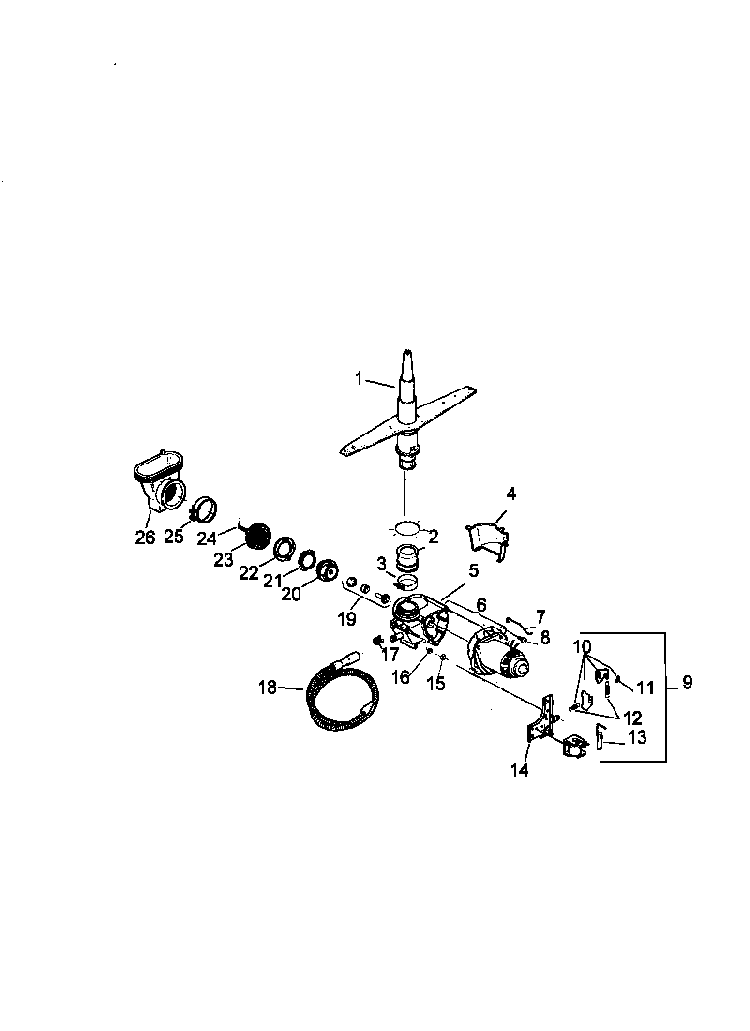 Motor & Pump Assembly Diagram and Parts List for AUD6000DWW P1309610W Amana Dishwasher