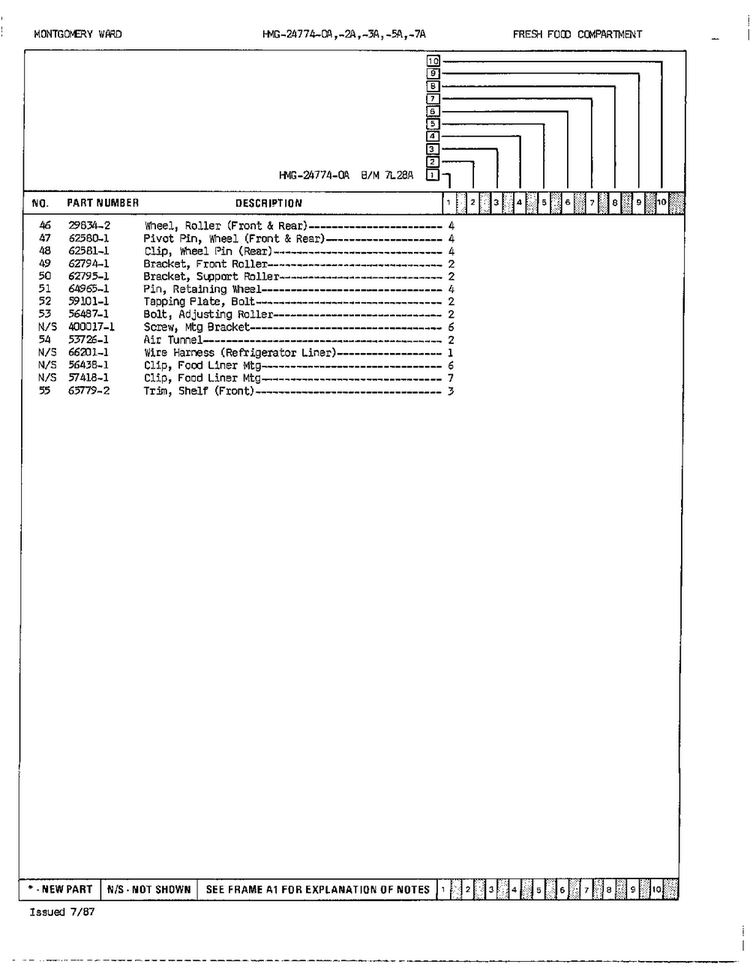 Fresh Food Compartment Page 3 Diagram and Parts List for 24774A  Admiral Refrigerator