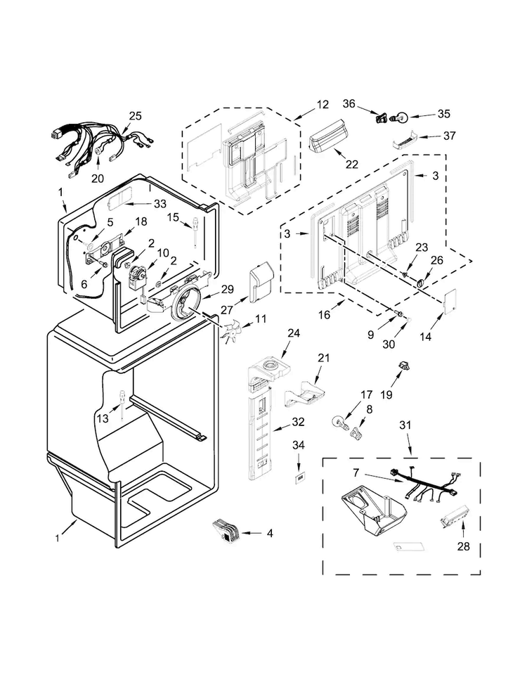 Liner Parts Diagram and Parts List for MRT118FZEE00  Maytag Refrigerator