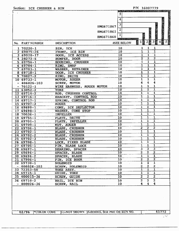 Ice Crusher And Bin Page 2 Diagram and Parts List for HMG671860  Admiral Refrigerator