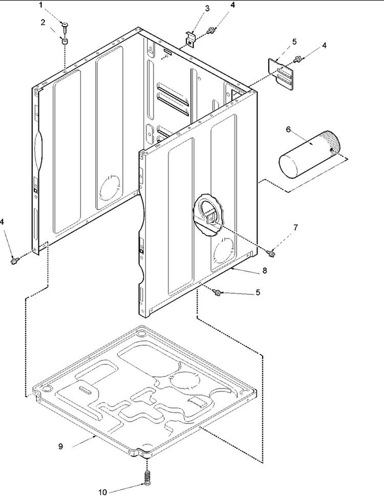 Cabinet And Base Diagram and Parts List for SLG332RAW-PSLG332R  Speed Queen Dryer