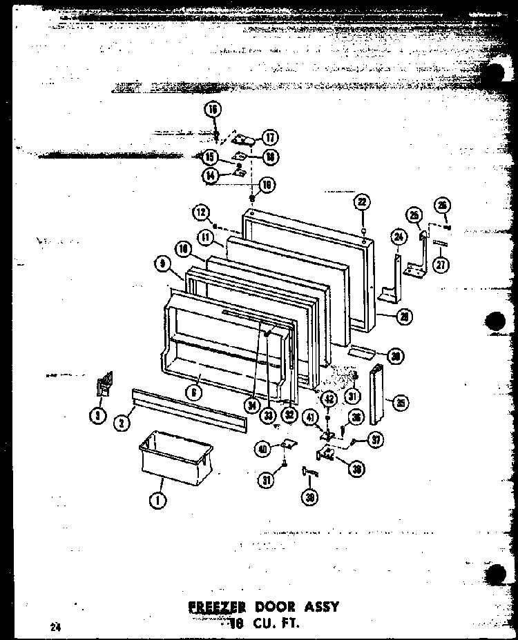 Freezer Door Assy 18 Cu. Ft. Diagram and Parts List for T16W-P60303-8W  Amana Refrigerator