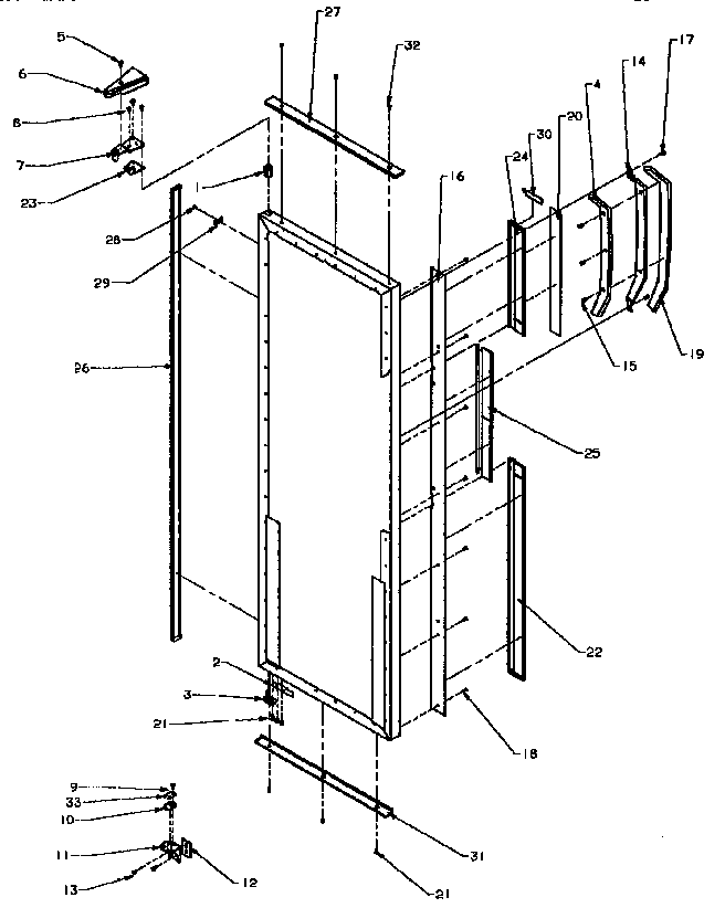 Fresh Food Door Handles And Accessories Diagram and Parts List for SXD25N-P1162419W  Amana Refrigerator