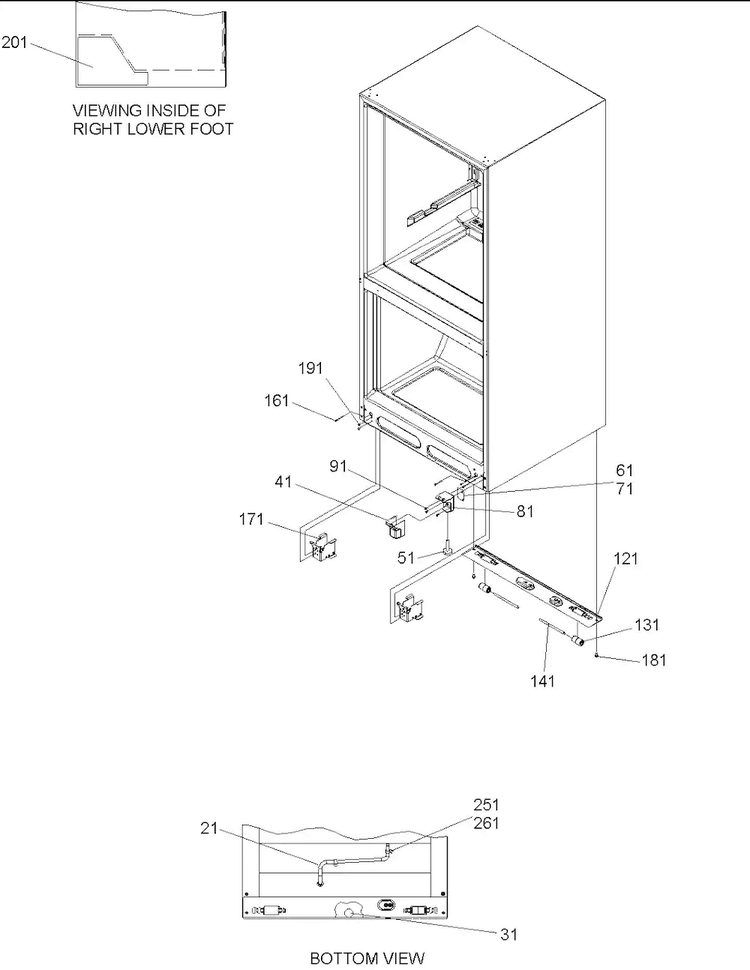 Insulation & Roller Assy Diagram and Parts List for BX518VE-P1324301WE  Amana Refrigerator
