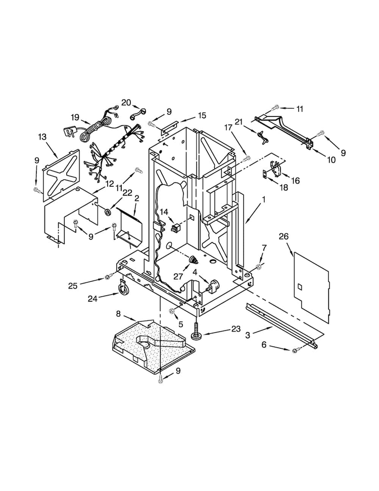 Frame Parts Diagram and Parts List for MTUC7500ADE0  Maytag Trash Compactor