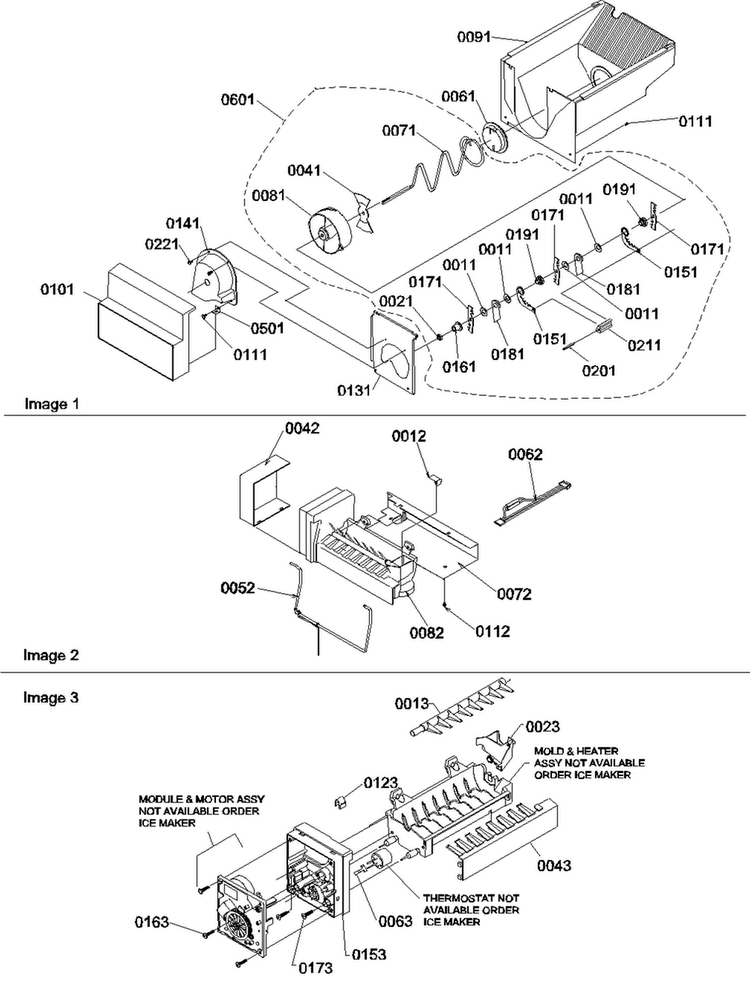 Ice Bucket Auger And Ice Maker Parts Diagram and Parts List for SRDE522VE-P1320304WE  Amana Refrigerator