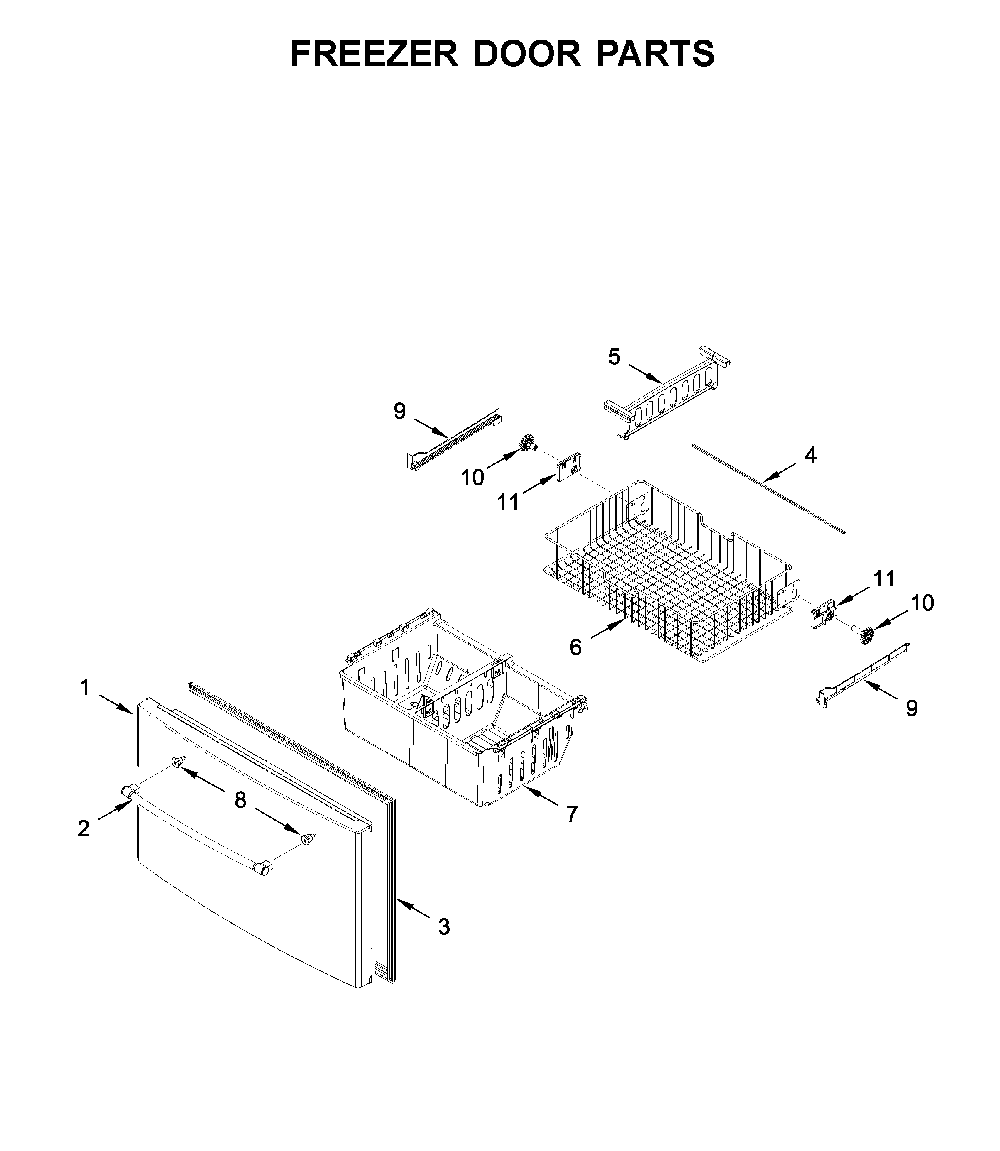 Freezer door parts Diagram and Parts List for MFI2570FEZ08  Maytag Refrigerator
