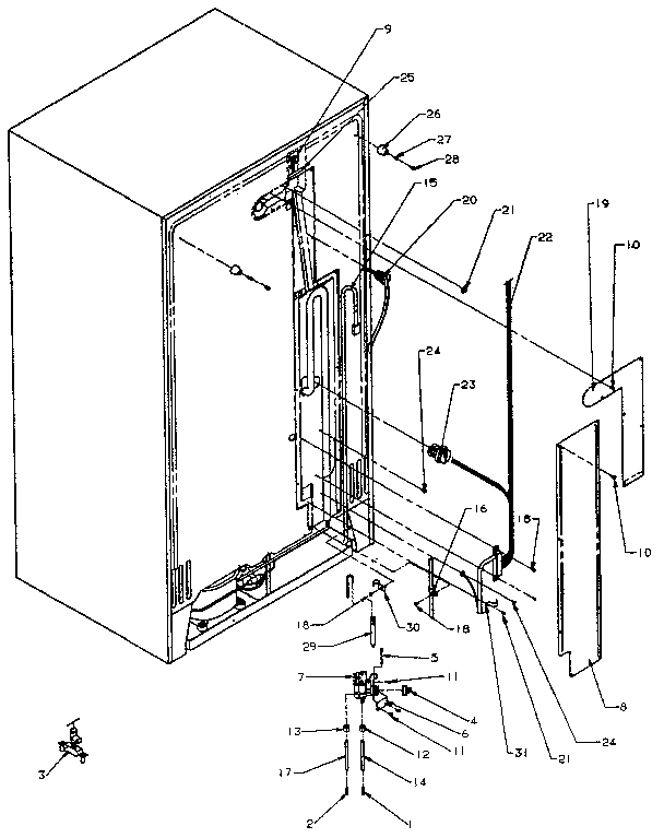 Cabinet Back Diagram and Parts List for SZDE27N-P1162205W  Amana Refrigerator
