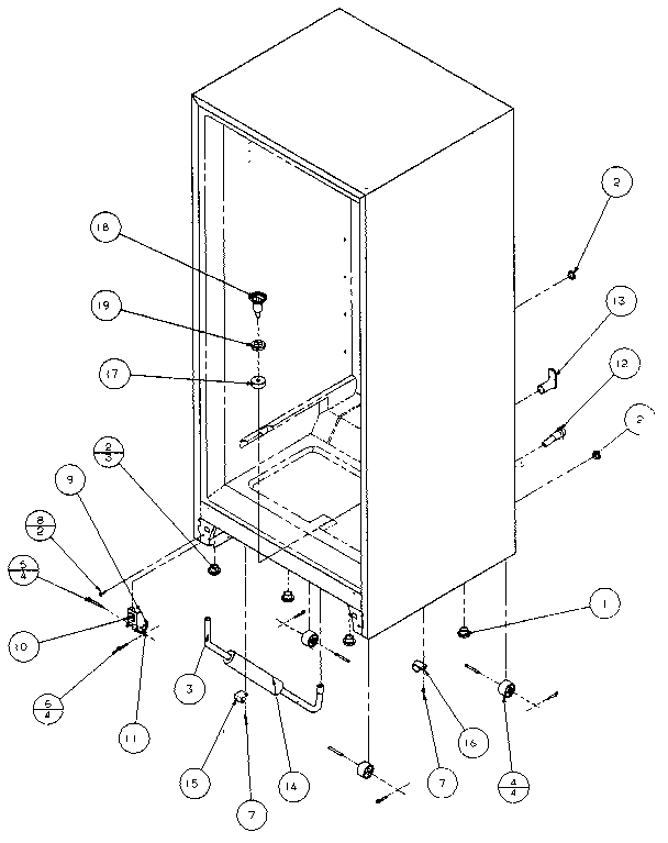 Cabinet Bottom And Back Diagram and Parts List for 86068-P1125513  Amana Refrigerator