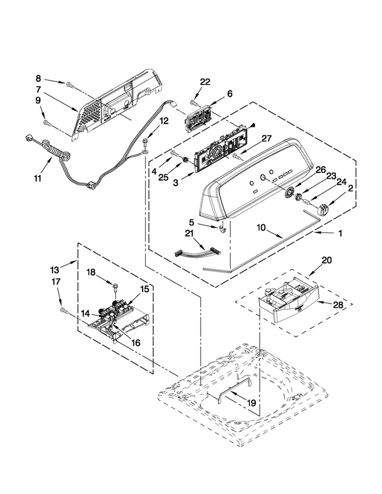Console And Dispenser Parts Diagram and Parts List for MVWX700AG0  Maytag Washer