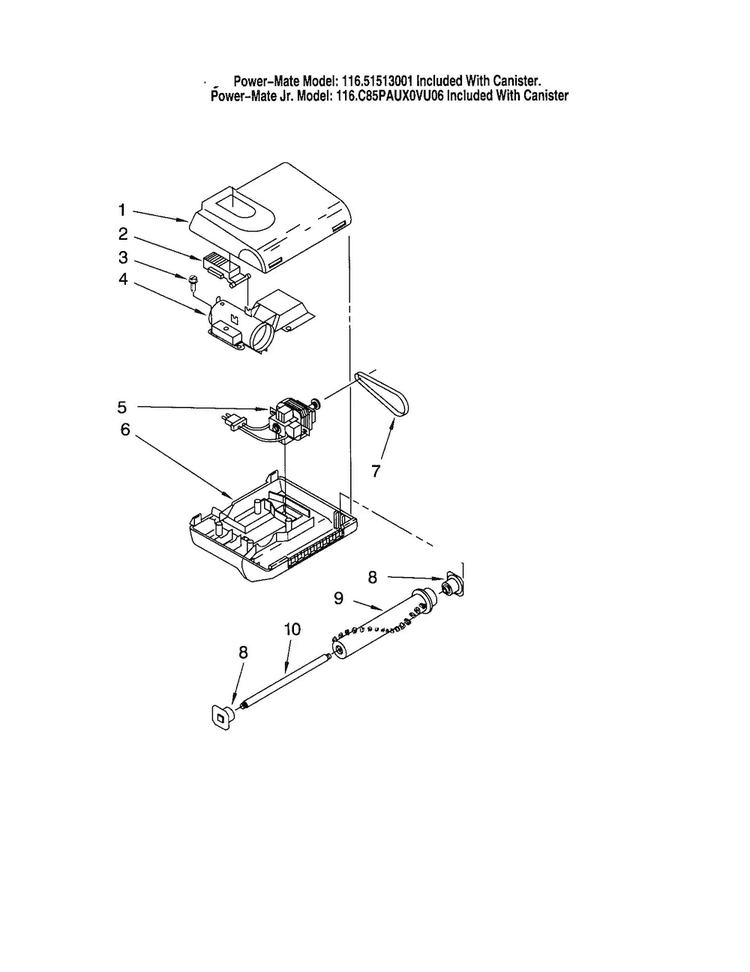 Power-mate Diagram and Parts List for 11621513001  Kenmore Canister Vacuum