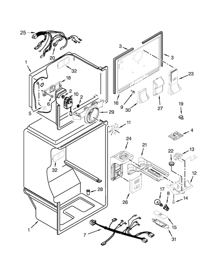 Liner Parts Diagram and Parts List for M8TXEGFBS02  Maytag Refrigerator