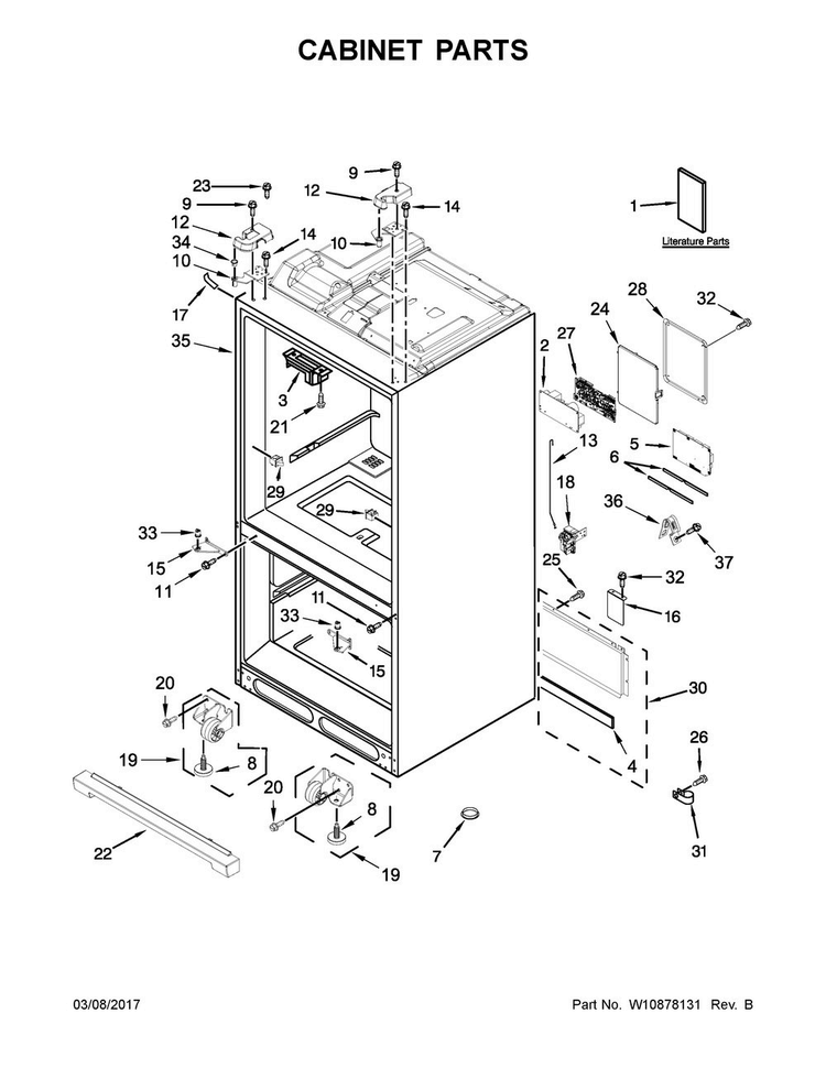 Cabinet Parts Diagram and Parts List for MFX2676FRZ00  Maytag Refrigerator