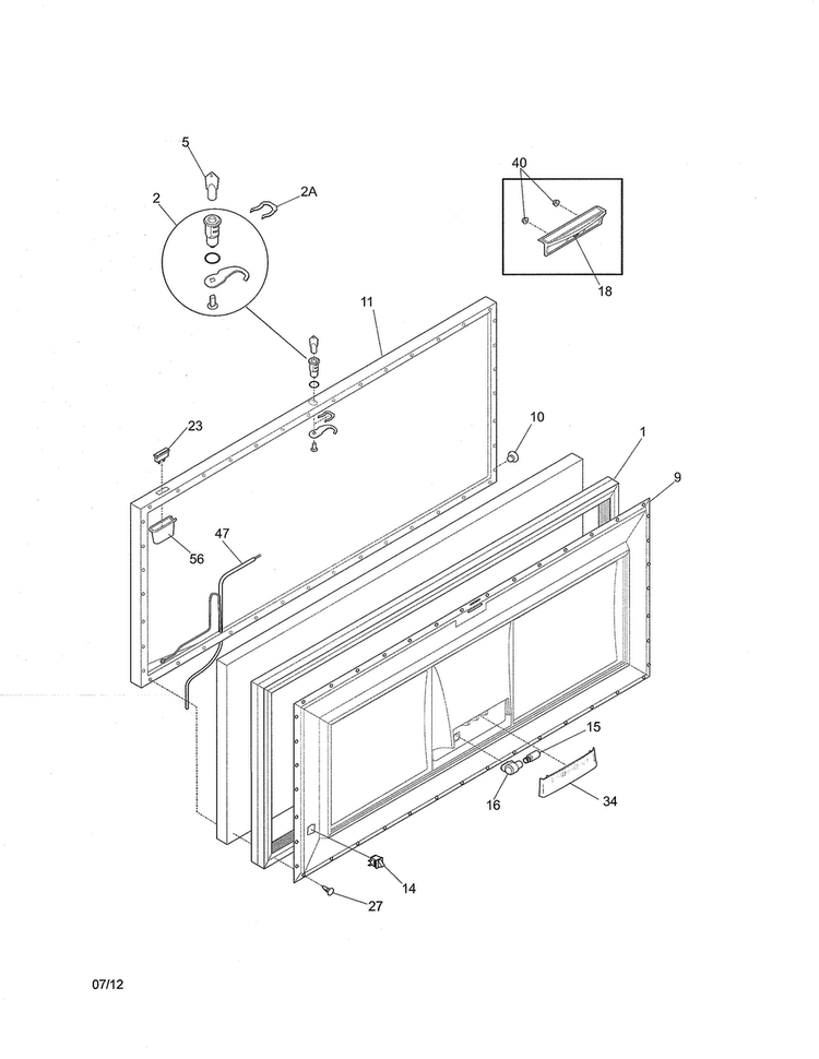 Door Diagram and Parts List for CFCH15LW4  Crosley Freezer