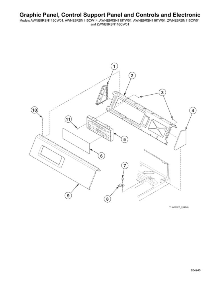 Graphic Panel/Control Support Panel/Controls/Electronic Diagram and Parts List for AWNE9RSN115TW01  Speed Queen Washer