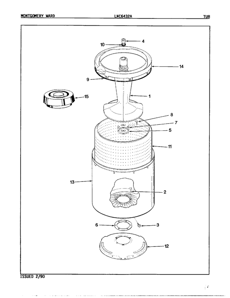 Automatic Washer/tub Parts Diagram and Parts List for 6432A  Norge Washer