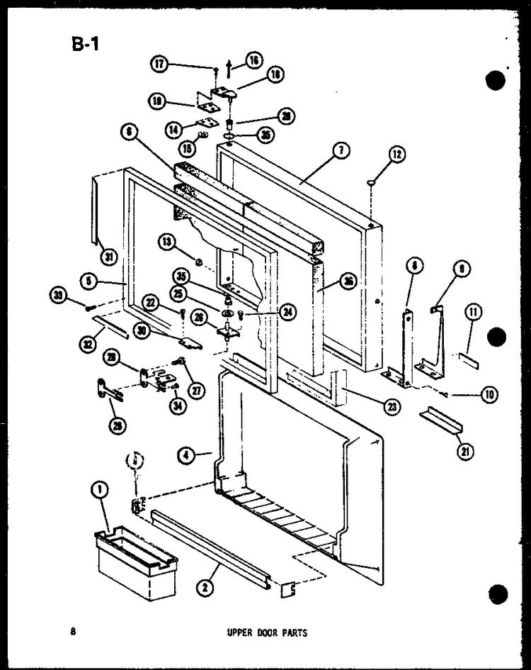 Upper Door Parts Diagram and Parts List for TC18D-L-P74660-5WL  Amana Refrigerator