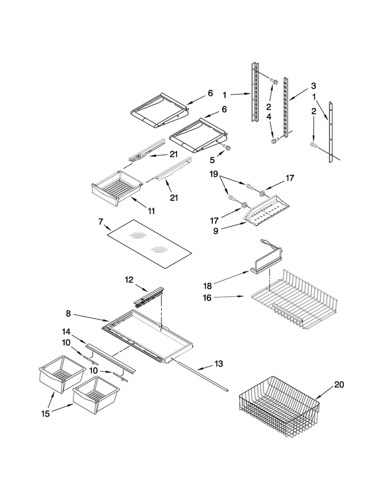 Shelf Parts Diagram and Parts List for AB1924PEKS7  Amana Refrigerator