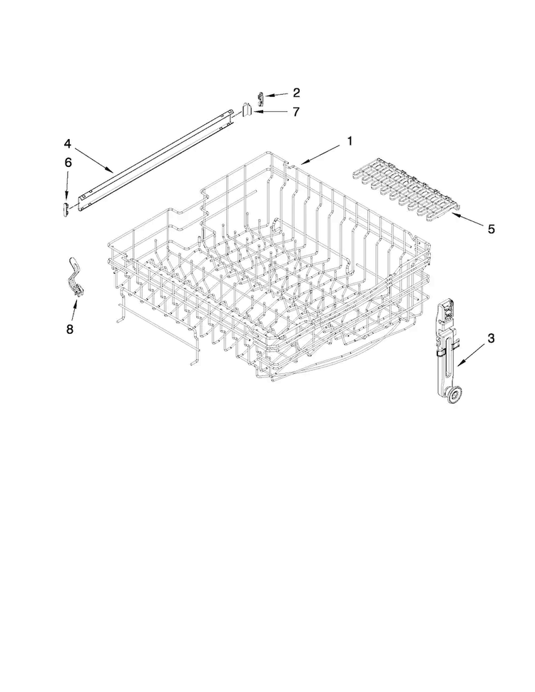 Upper Rack And Track Parts Diagram and Parts List for MDB7749AWQ1  Maytag Dishwasher
