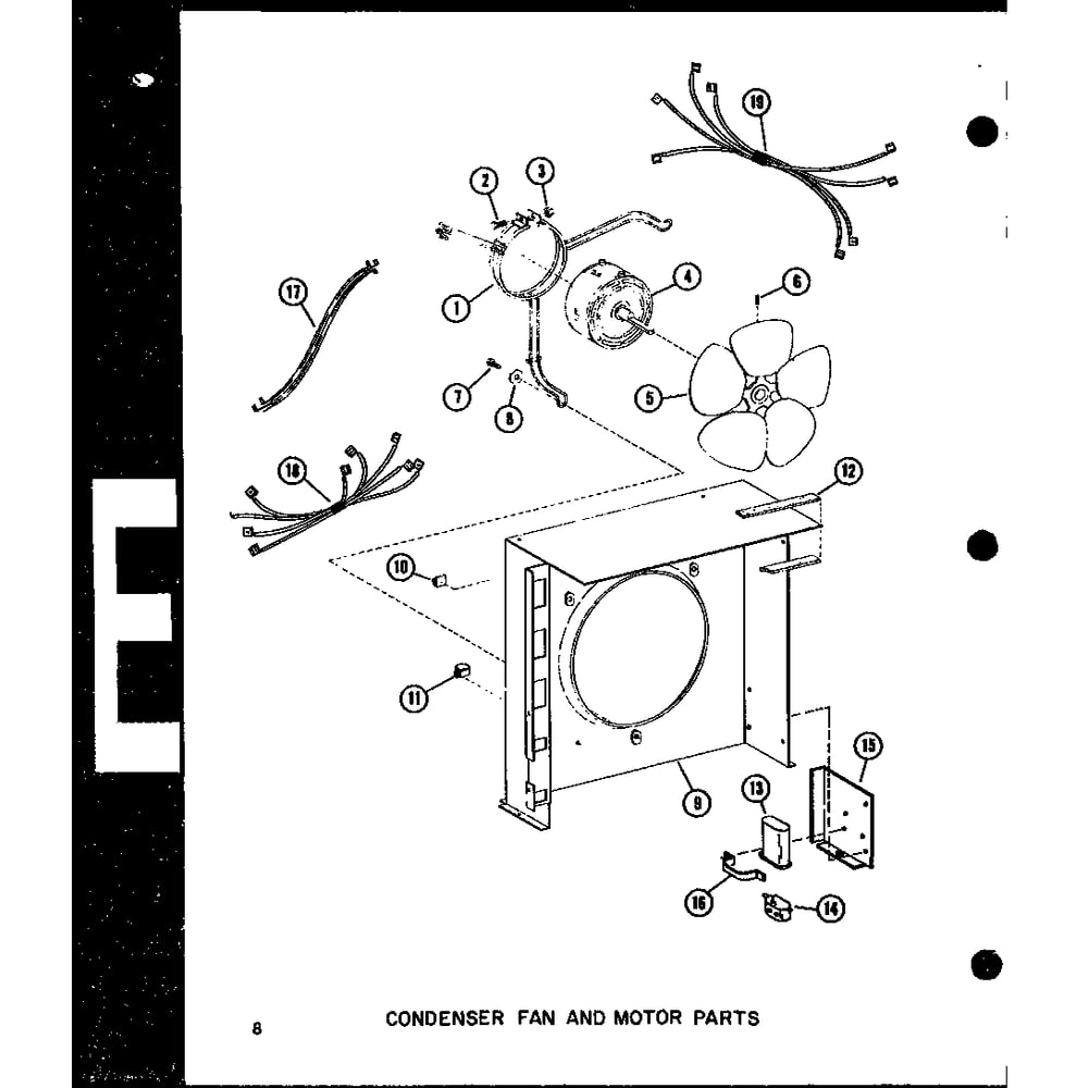 Condenser Fan And Motor Parts 1 Diagram and Parts List for RHQ48-003 P55201-50C Amana Air Conditioner