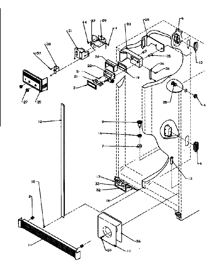 Ref/fz Controls And Cabinet Parts Diagram and Parts List for SZD27NE-P1162410WE  Amana Refrigerator