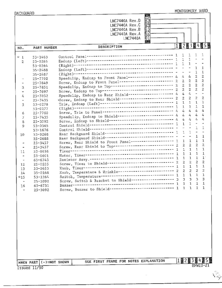 Backguard Page 2 Diagram and Parts List for 7440A REV B Norge Dryer