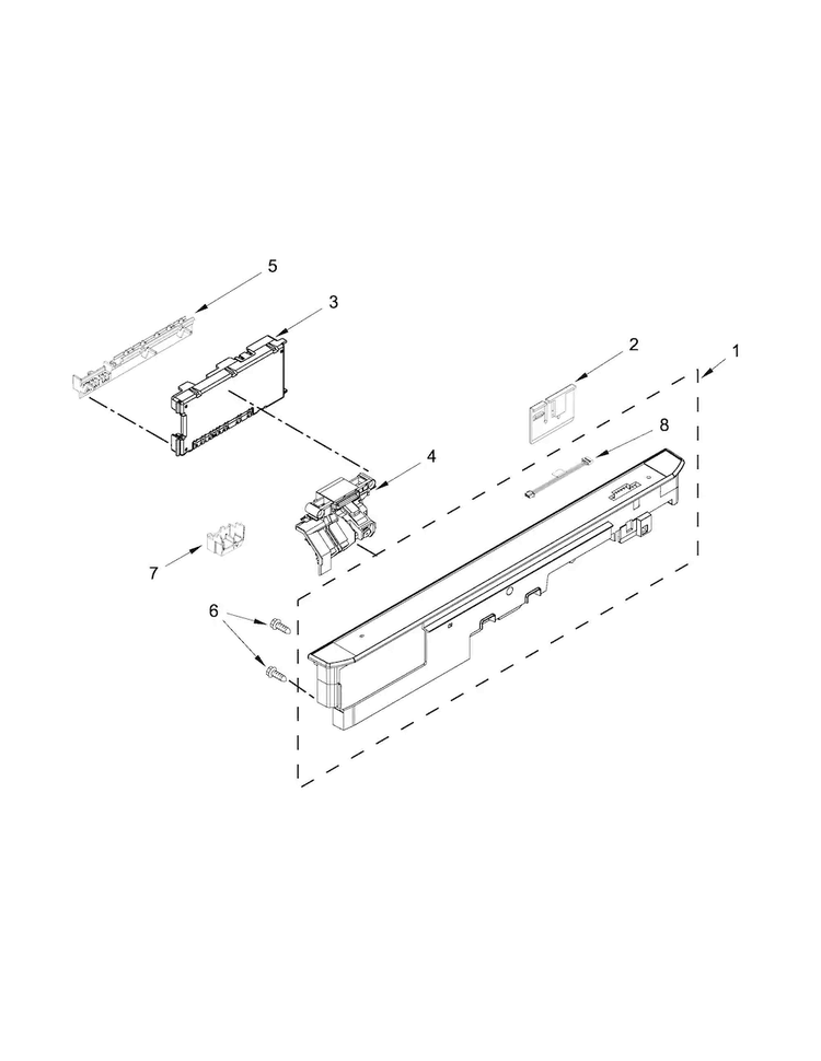 Control Panel And Latch Parts Diagram and Parts List for MDB7759SAB4  Maytag Dishwasher