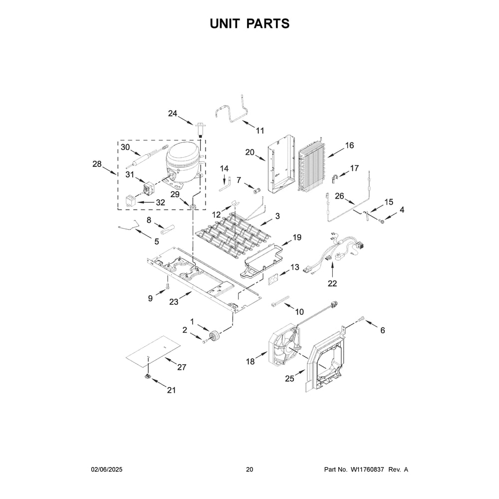 Unit Parts Diagram and Parts List for MRSC6636RZ00  Maytag Refrigerator